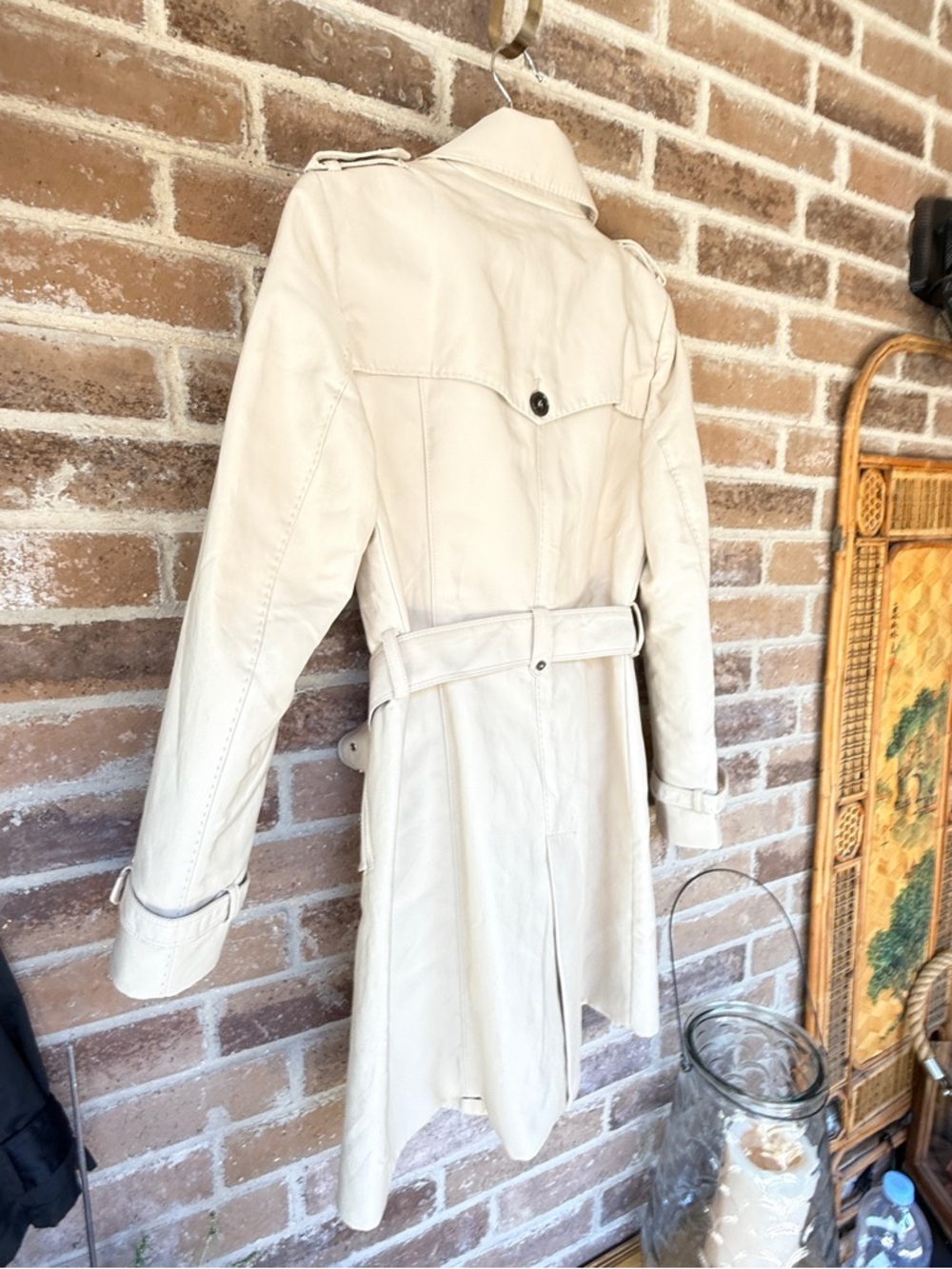 Zara Beige Double-Breasted Trench Coat with Belt - Picture 4 of 15
